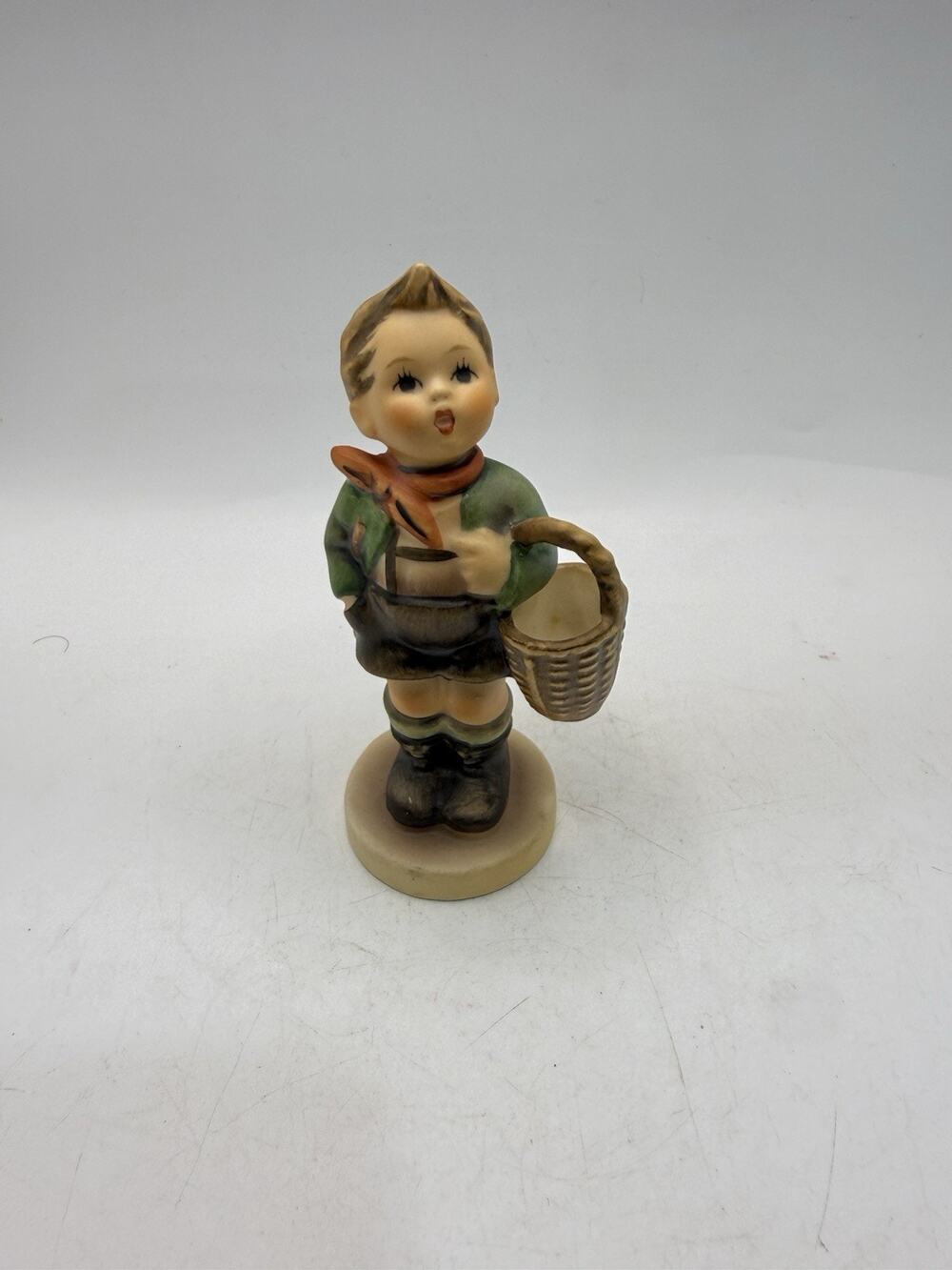 Vintage Goebel W Germany Boy Holding Basket Porcelain Figurine 4” *